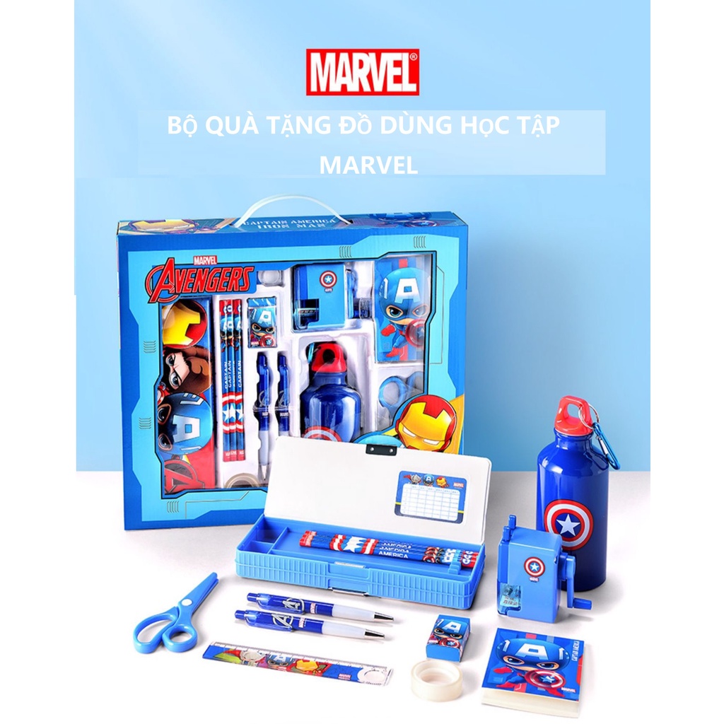 Bộ đồ dùng học tập Disney với hai mẫu Frozen Elsa và The Avenger Marvel 13 chi tiết - Quà tặng cho bé-hộp bút