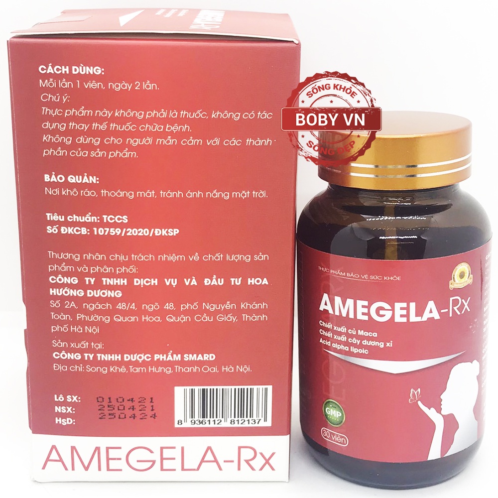 Amegela-Rx - Giảm triệu chứng tiền mãn kinh cân bằng nội tiết tố nữ - 30 viên - Boby