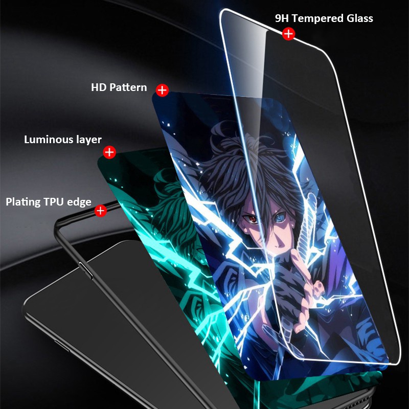 Ốp Oppo Reno5 Điện Thoại Kính Dạ Quang In Hình Naruto Sasuke Cho A5s A16 A15 A16s A15s A5 2020 A9 2020 A53 A31 2020 A7 A12 F11