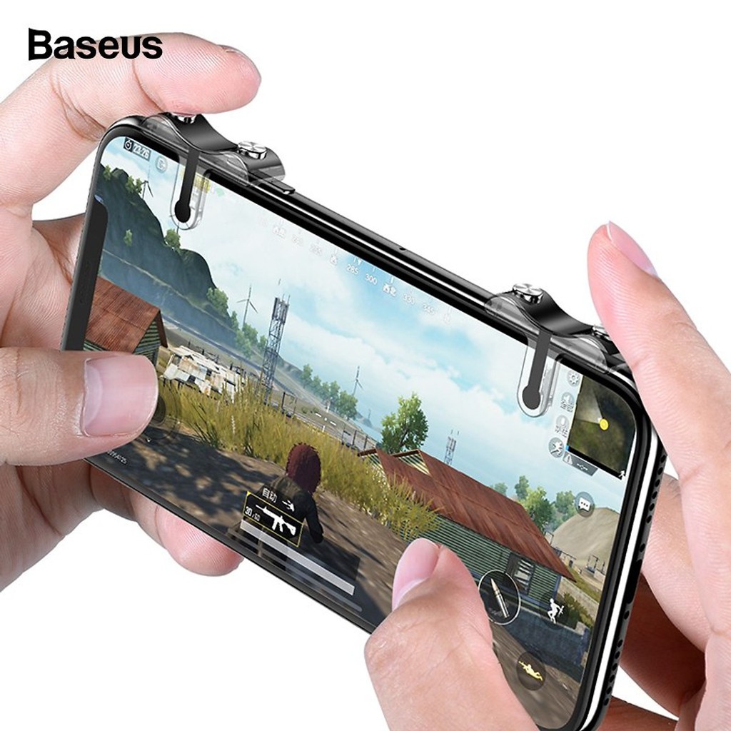 Bộ giá đỡ gamepad có nút hỗ trợ chơi game PUBG  cho điện thoại / máy tính bảng hiệu Baseus G9 (Tặng móc gắn chìa khóa)