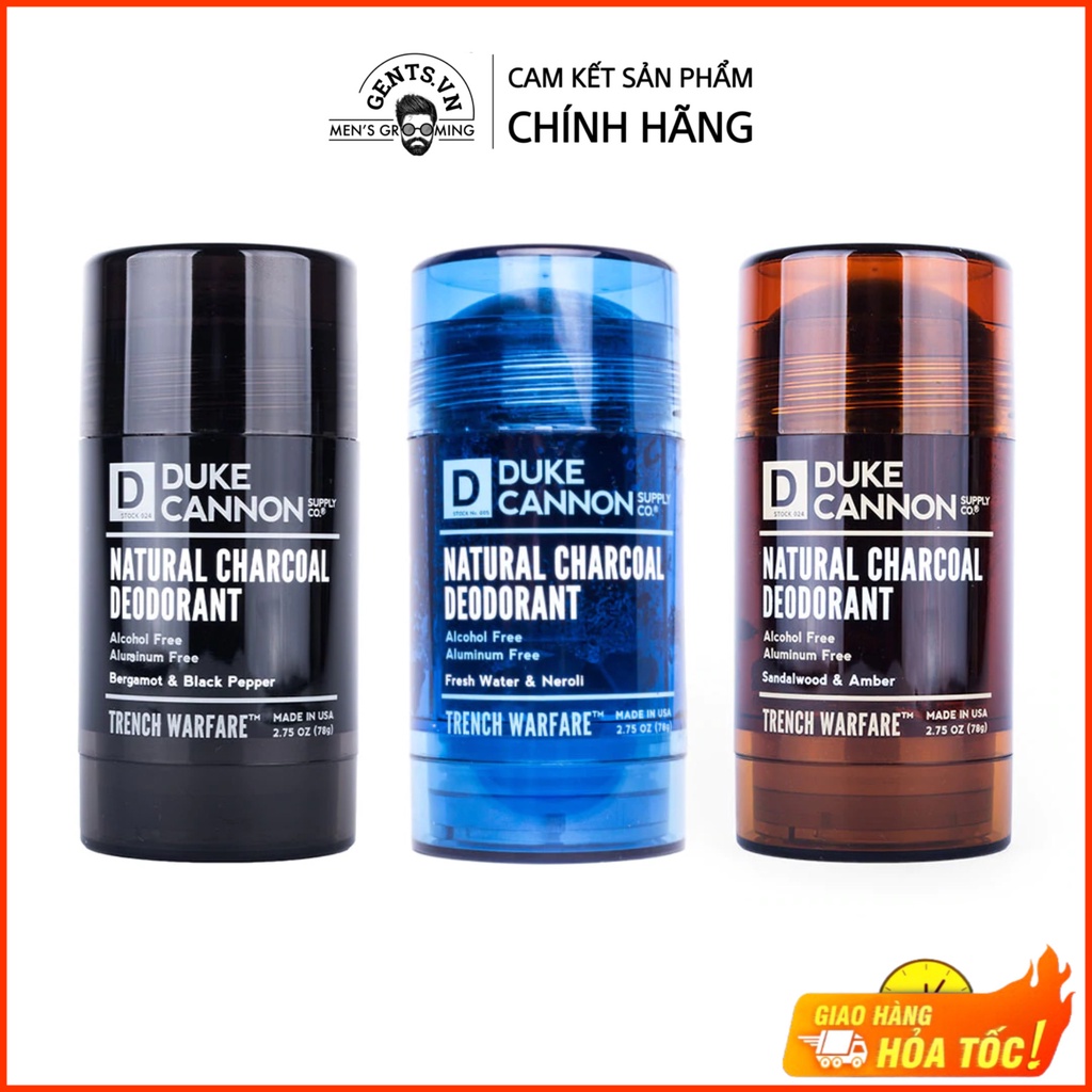 Lăn khử mùi nam Duke Cannon Natural Charcoal Deodorants 78g than hoạt tính tự nhiên, kháng khuẩn & khô thoáng cả ngày