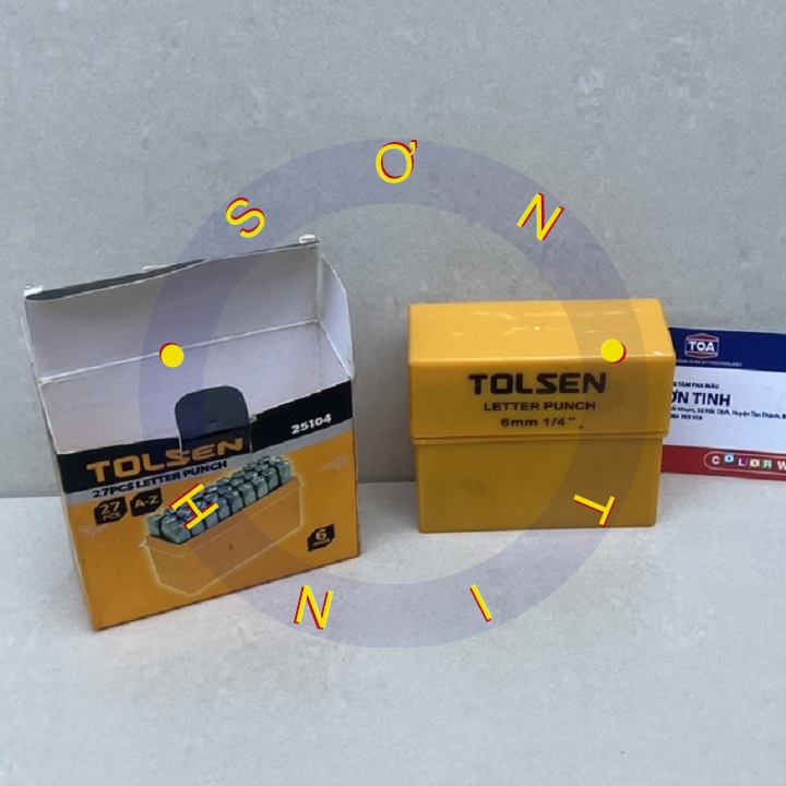 Bộ Đóng Chữ 27 Chữ 6mm Từ A Tới Z TOLSEN 25104, Bộ Dập Chữ Bình Hơi, Đột Chữ khung xe máy 6mm