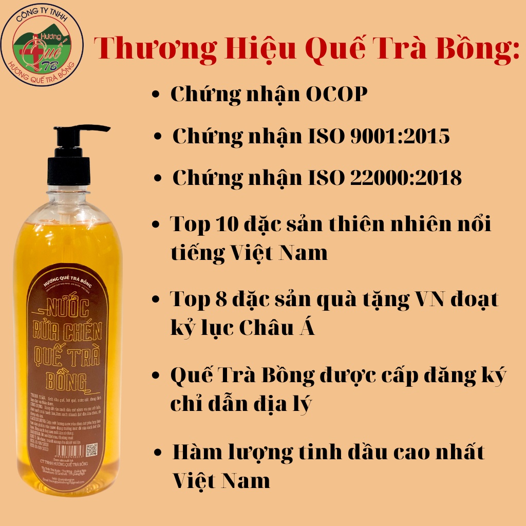 Nước Rửa Chén Hữu Cơ Dứa/ Quế - Hương Quế Trà Bồng 1000ml An Toàn Cho Da Tay, Rửa Sạch Vết Bẩn