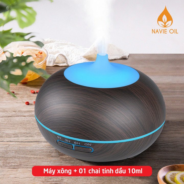 Máy Xông Tinh Dầu Tặng Kèm 01 chai tinh dầu 10ml| Máy xông tinh dầu siêu âm hình bí ngô 550ml kèm điều khiển