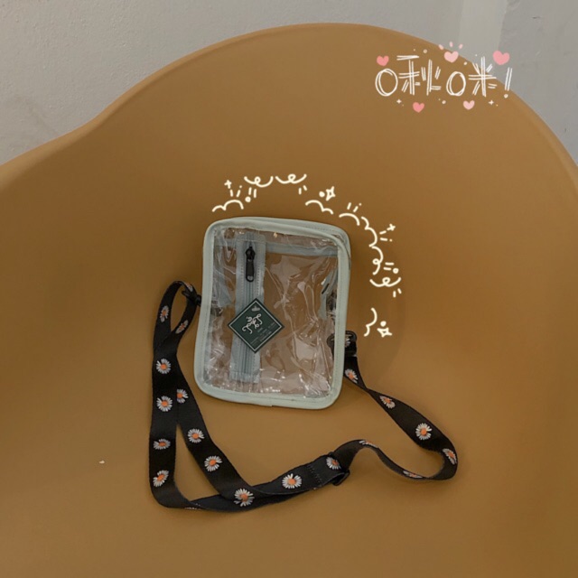 Túi đeo chéo trong suốt quai hoa daisy Ulzzang (có sẵn)