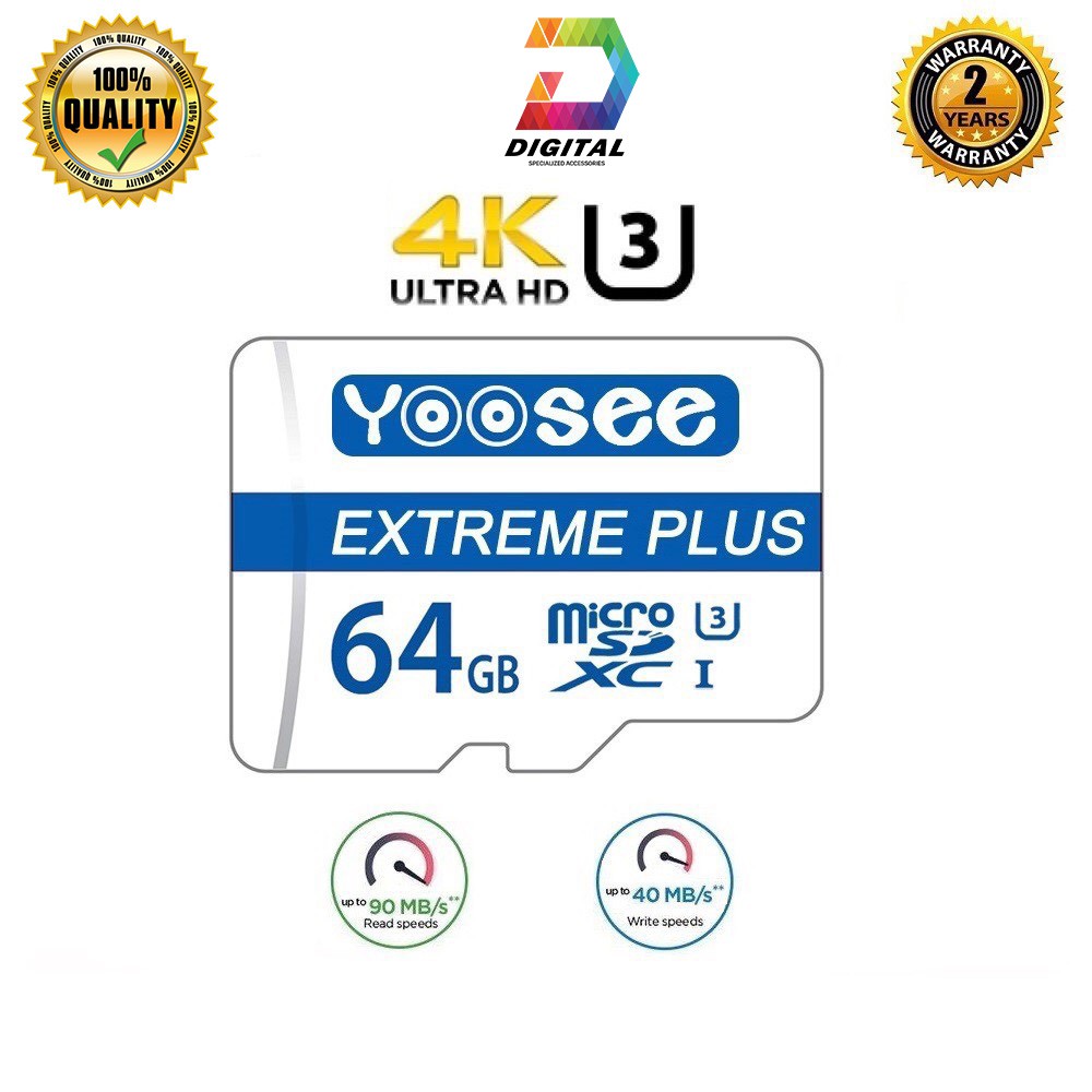 Thẻ Nhớ Microsdxc YOOSEE Extreme Plus 64GB UHS-I U3 4K R90MB/S W40MB/S Chính Hãng