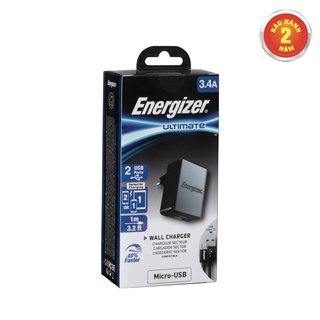 Cốc Sạc Energizer 3.4A 2 Cổng [Kèm Cáp Micro-USB] - ACA2CEUUMC3