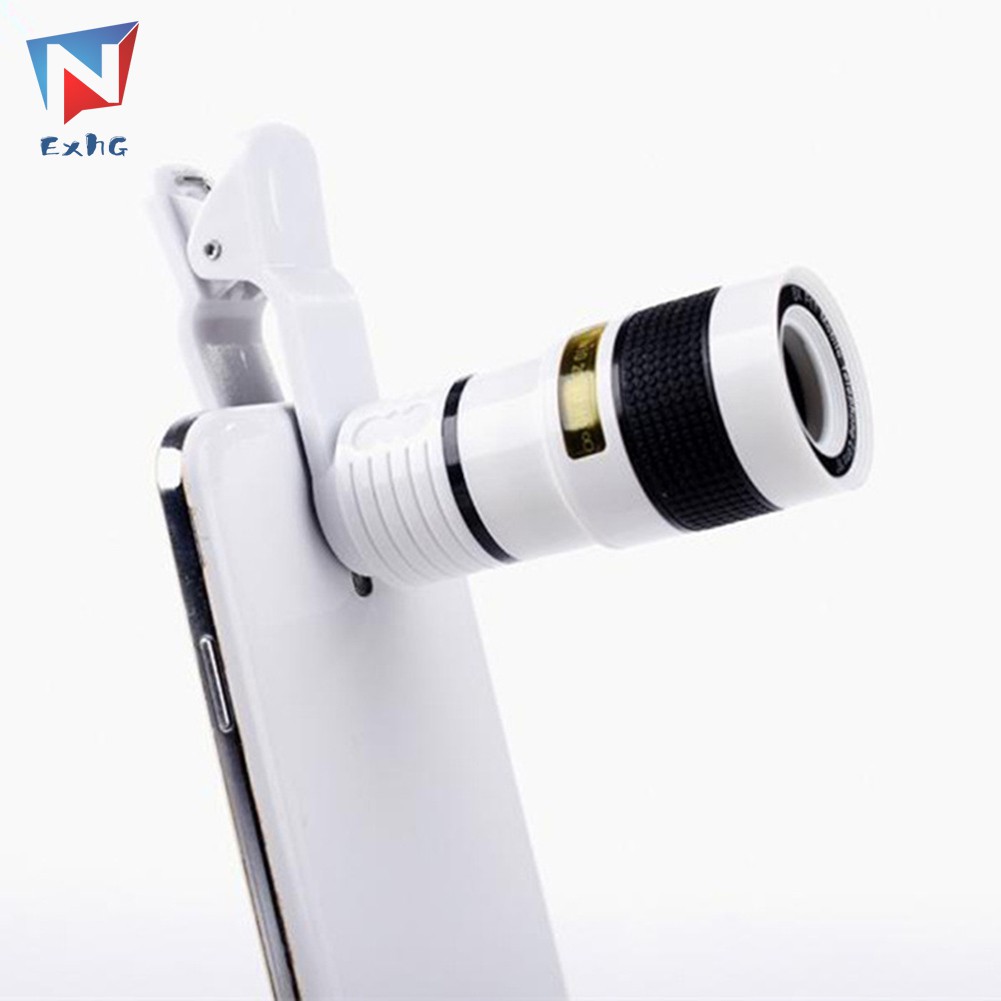 Ống kính phóng đại 8x chất lượng cao cho camera điện thoại iPhone Samsung HTC Huawei Sony có kẹp gắn tiện dụng