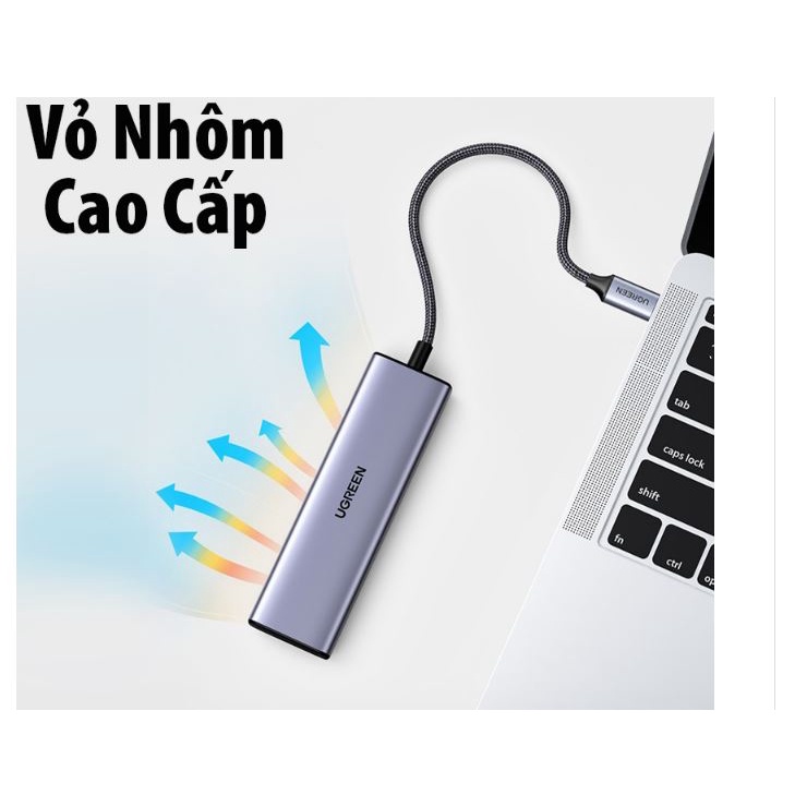 Cáp USB C to HDMI + USB 3.0 + LAN Gigabit + SD/ TF Ugreen 20954
