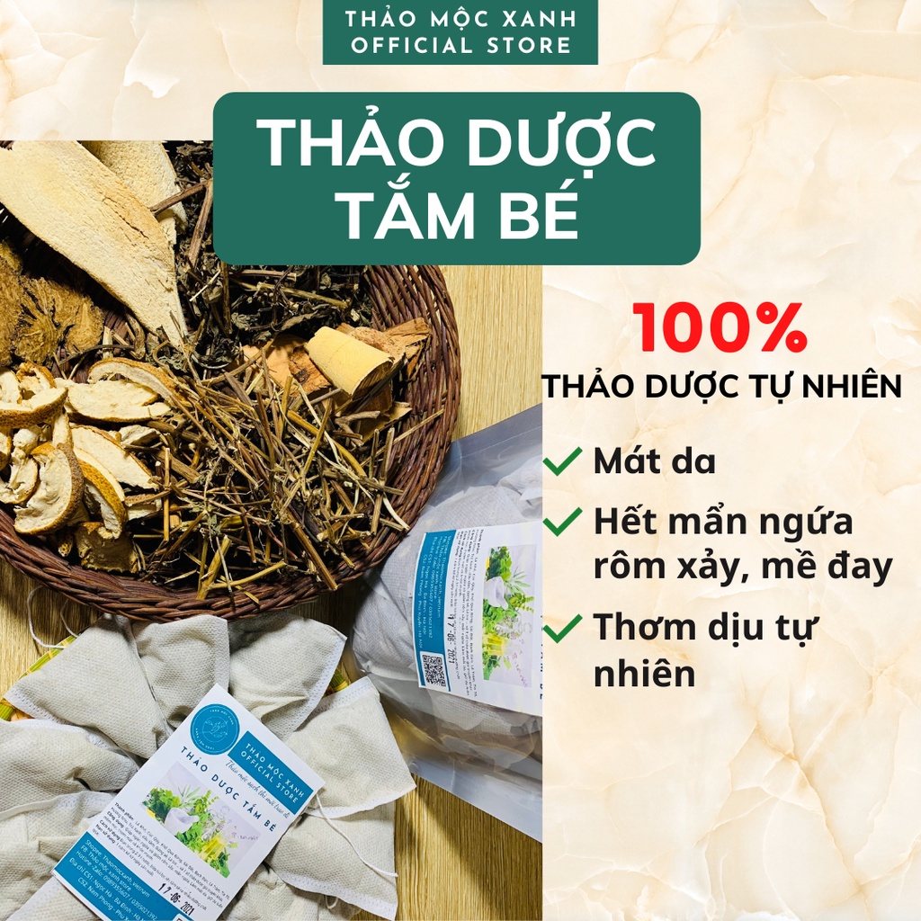 THẢO DƯỢC TẮM BÉ Giúp Mát Da, Ngừa Rôm Sảy, Mẩn Ngứa An toàn cho trẻ.