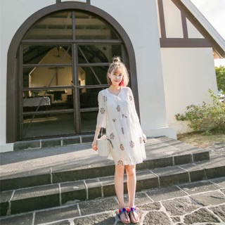 Váy babydoll hoa tay lỡ (ORDER)