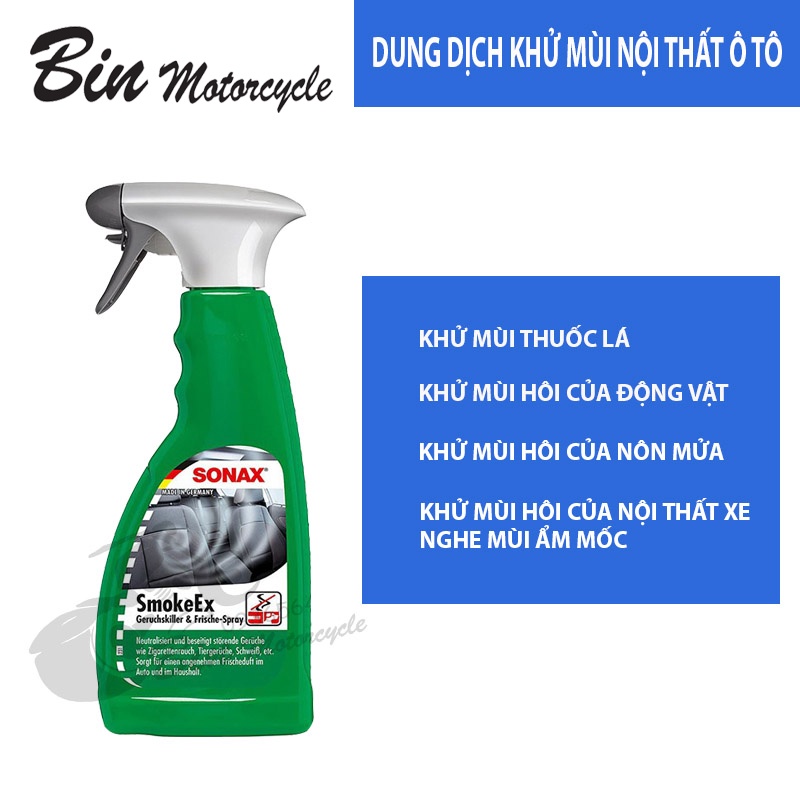 DUNG DỊCH KHỬ MÙI NỘI THẤT Ô TÔ SONAX SmokeEX 500ml