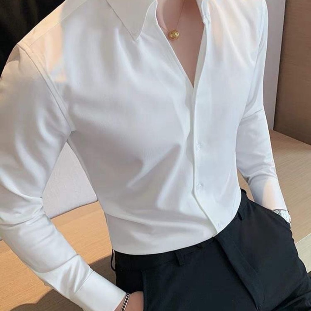 Áo Sơ Mi Nam Cổ Rộng Kiểu Mới ,Phong Cách Hàn Quốc, Vải Lụa Cao Cấp , Fom Slimfit Ôm Body