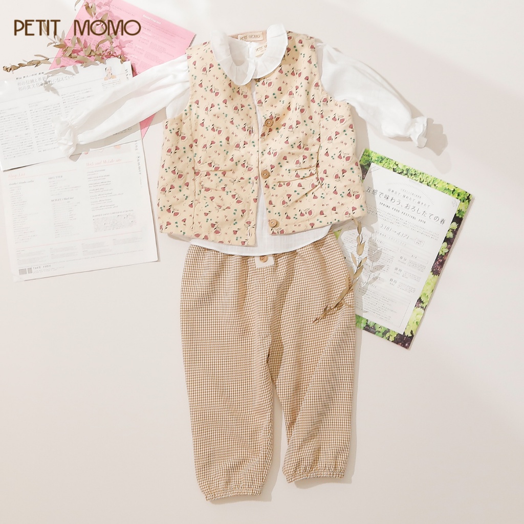 Quần Dài Cho Bé Trai Bé Gái (16 tuổi) PETIT MOMO Chun Gấu, Chống Muỗi Vải Kẻ Gingham H168