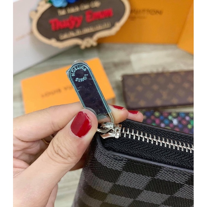 Ví cầm tay nam nữ Lv khoá kéo hàng Supper Fullbox