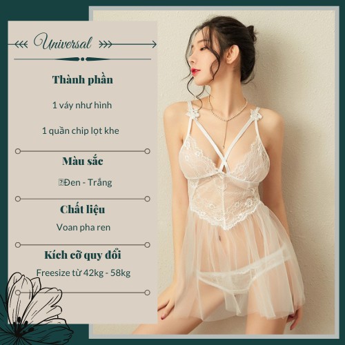 Váy Ngủ Xuyên Thấu Siêu Gợi Cảm - Đầm Ngủ Siêu Mỏng Trong Suốt Kèm Quần Lót Dây Lọt Khe UNIVERSALXXX - DNS42