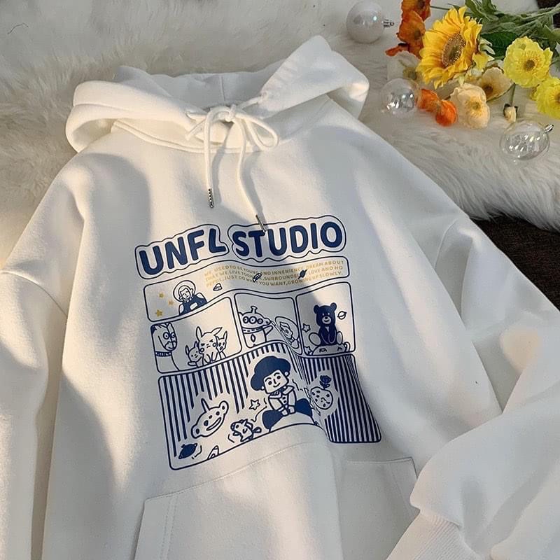 Áo Hoodie Tay Dài Túi Bụng Nỉ Bông Unisex UNFLSTUDIO
