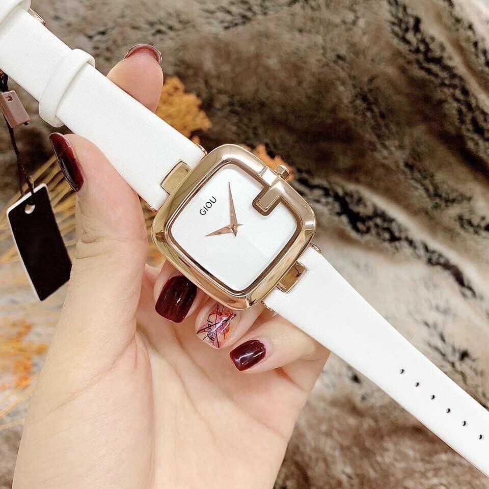 Đồng hồ thời trang nữ GIOU dây da mềm êm tay chạy 2 kim độc đáo, mặc vuông cực đẹp | BigBuy360 - bigbuy360.vn