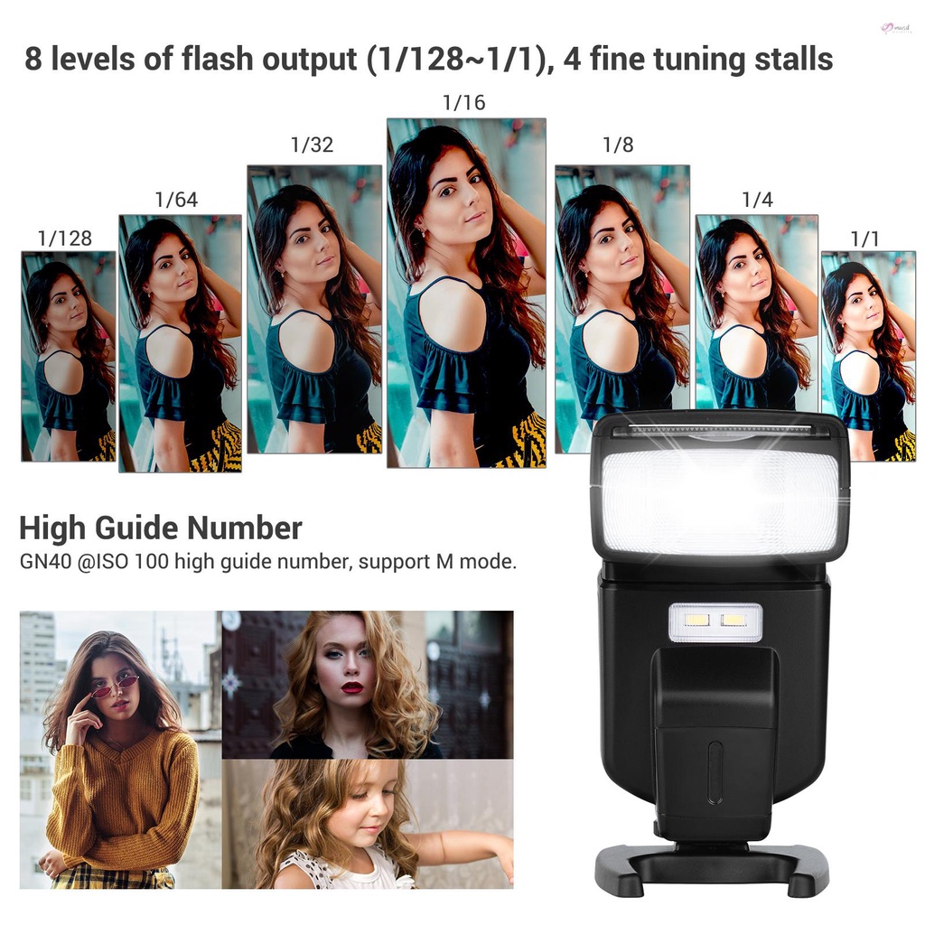 Đèn flash Andoer GN40 có thể điều chỉnh kèm chân đỡ dành cho máy ảnh Canon Nikon Olympus Pentax DSLR chất lượng cao