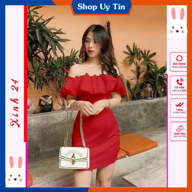 Váy body cá tính trễ vai xếp ly có mút ngực tôn dáng thời trang thiết kế Xinh 24 | BigBuy360 - bigbuy360.vn