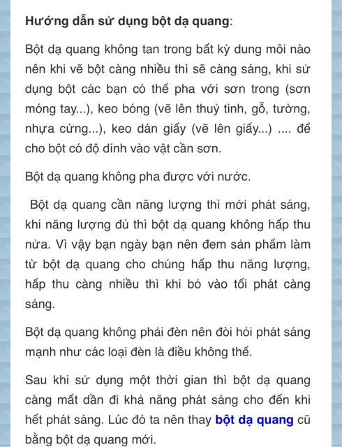 BỘT DẠ QUANG phát sáng trang trí