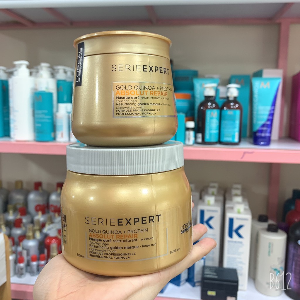 Dầu Hấp Loreal Nhũ Vàng Phục Hồi Tóc Hư Tổn 250ml/500ml Serie Expert Absolut Repair Gold Quinoa + Protein Golde