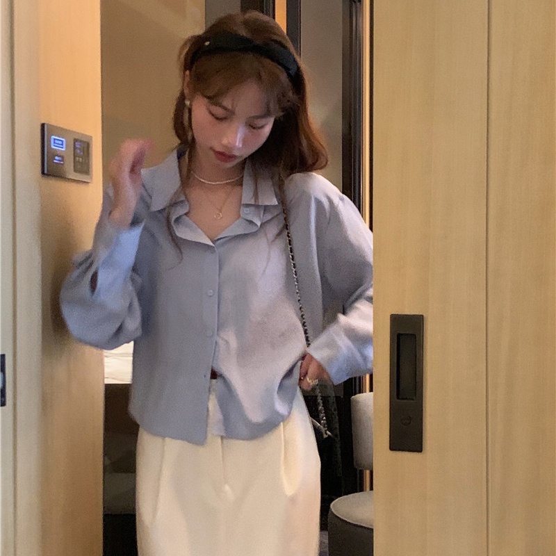 SUXI Áo Sơ Mi Tay Dài Chống Nắng Màu Sắc Đơn Giản Phong Cách Hàn Quốc Thời Trang Mùa Hè Cho Nữ