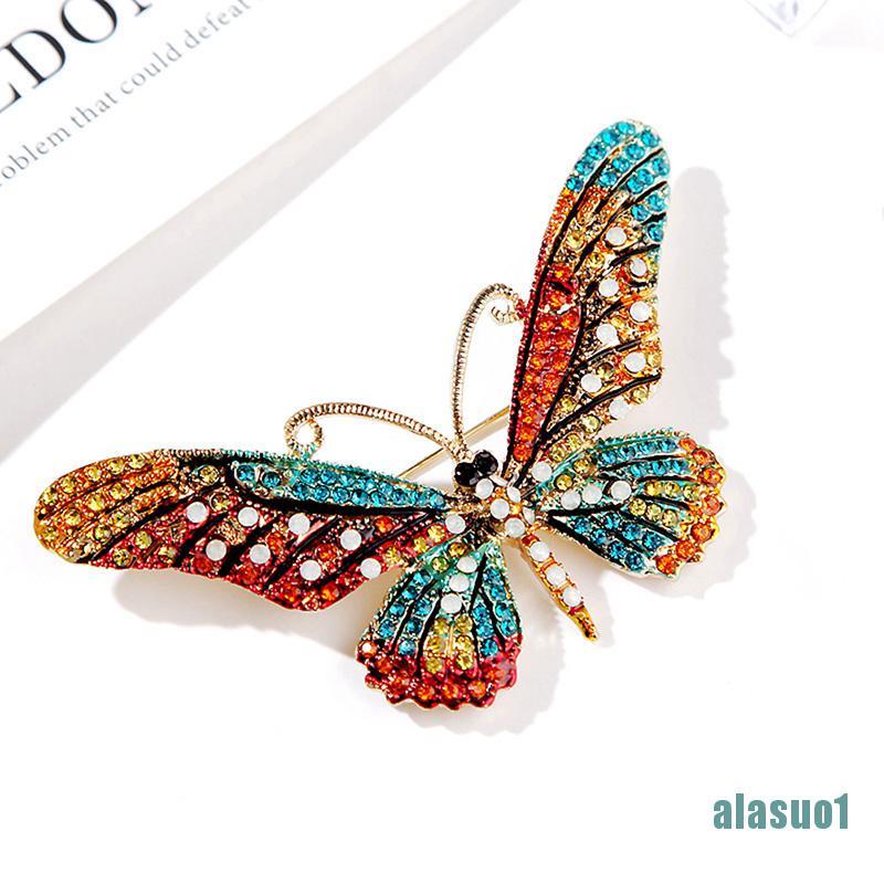 Ghim Cài Áo Hình Bướm Đính Pha Lê Xinh Xắn Cho Nữ