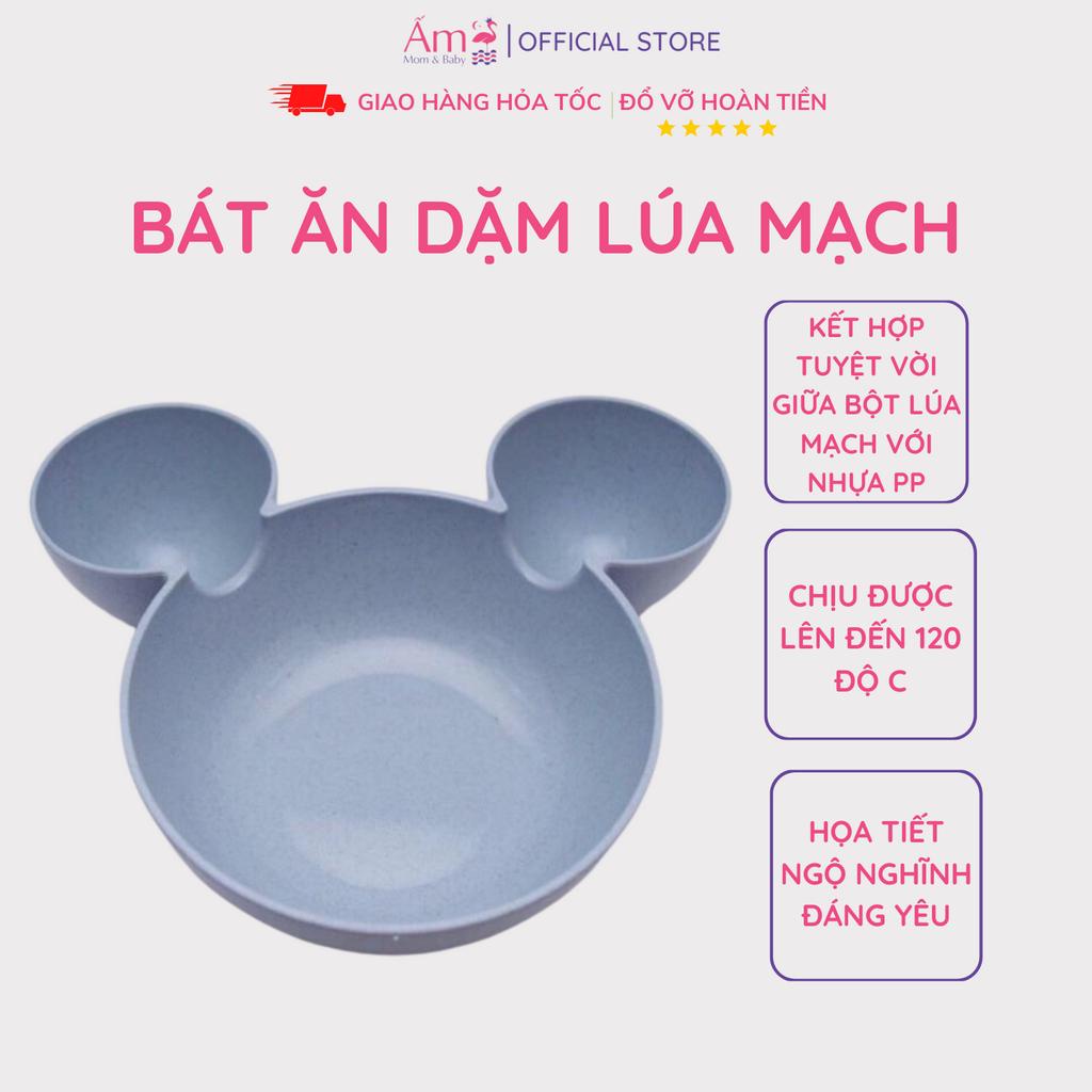 Bát Ăn Dặm Lúa Mạch Ấm Baby Hình Mickey An Toàn Tiện Lợi Cho Bé Ấm Gift Decor