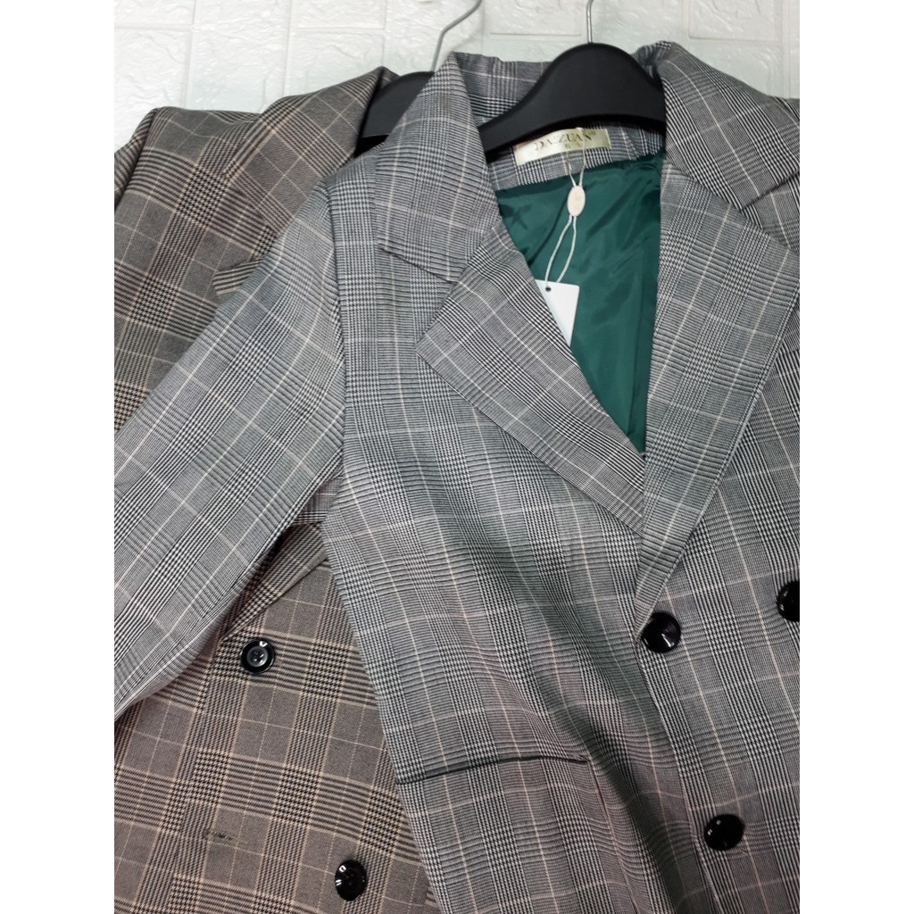 ÁO BLAZER NỮ SỌC KẺ CARO 2 LỚP | BigBuy360 - bigbuy360.vn