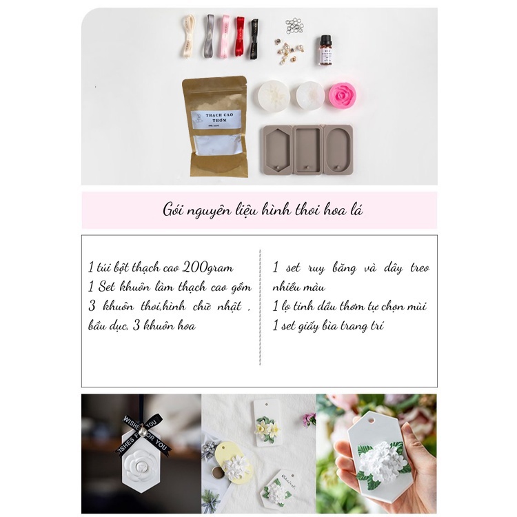 Bộ Kit Làm Sáp Thơm Treo Tinh Dầu Hoa Lá Làm Quà Tặng Handmade DIY
