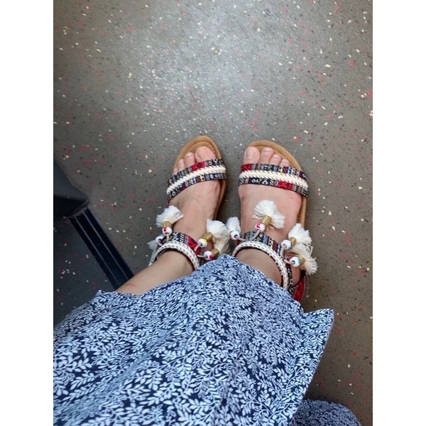 🍀FRRESHIP🍀 dép sandal vintage tua rua nữ hàng QC kèm ảnh thật