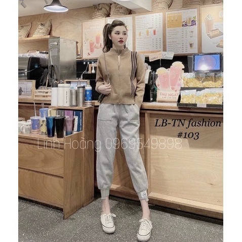 Quần thể thao bo gấu cá tính chất len tổ ong