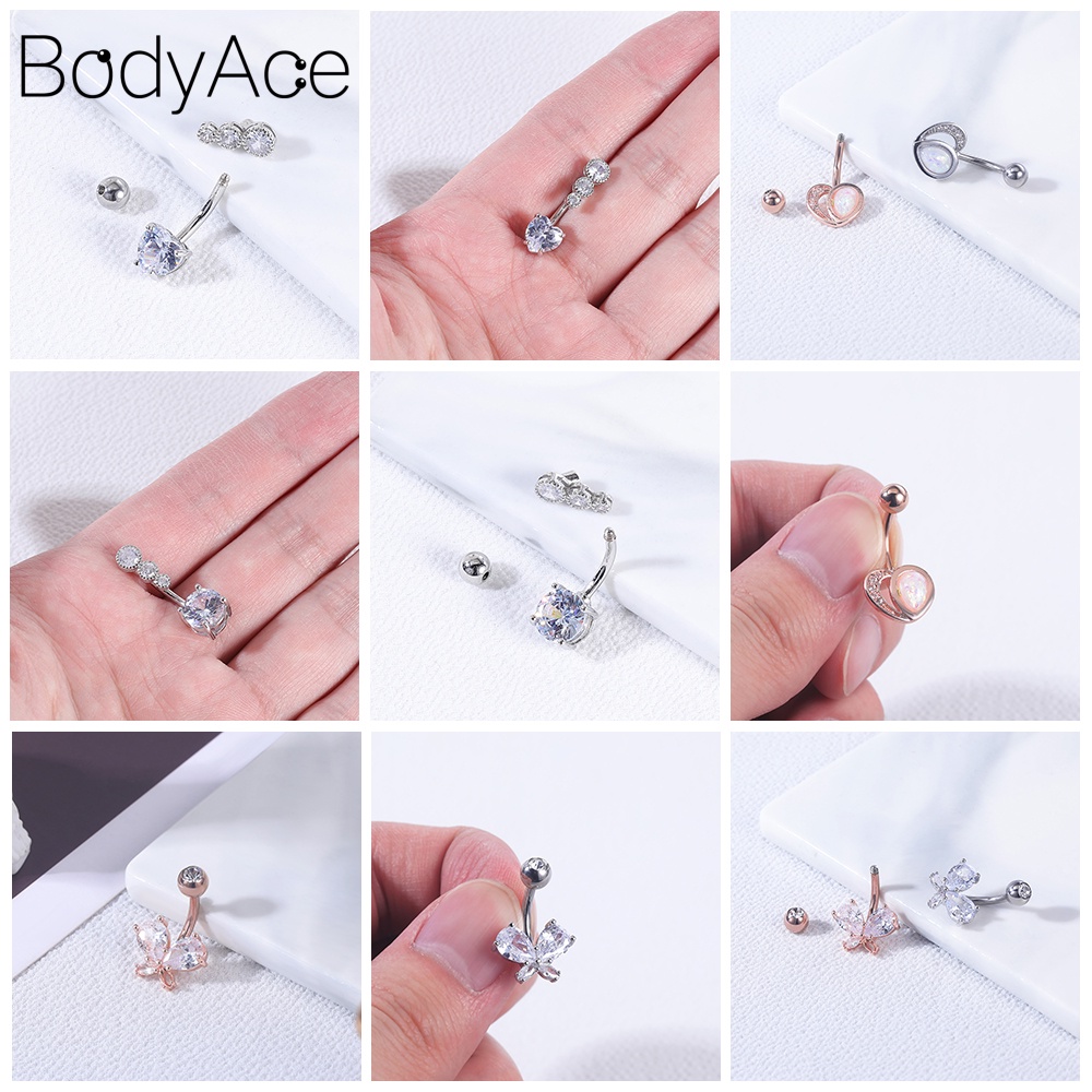 1 Bộ Khuyên Rốn Hình Hoa Và Bướm Bằng Thép Y Tế