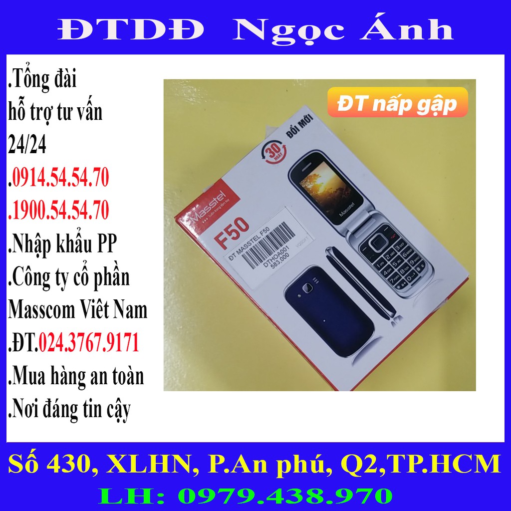 Điện Thoại Nấp gập Masstel F50-Pin4C-Pin5C-Zin