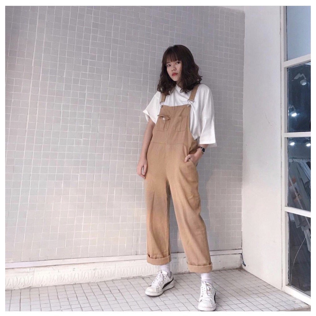 Quần yếm kaki nam nữ form thụng unisex