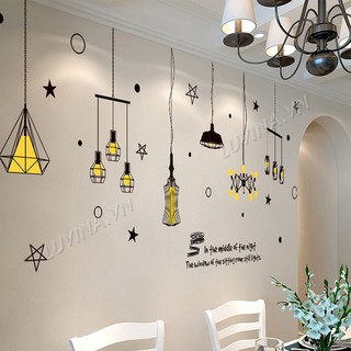 Decal dán tường trang trí phòng ngủ,quán cafe,văn phòng- Dây đèn treo