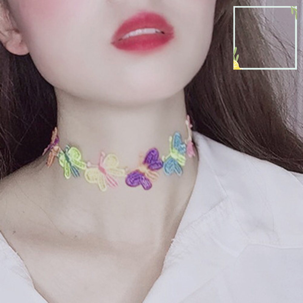 Vòng Cổ Choker Thêu Hình Trái Tim / Bông Hoa / Bướm Nhiều Màu Ngọt Ngào Cho Nữ