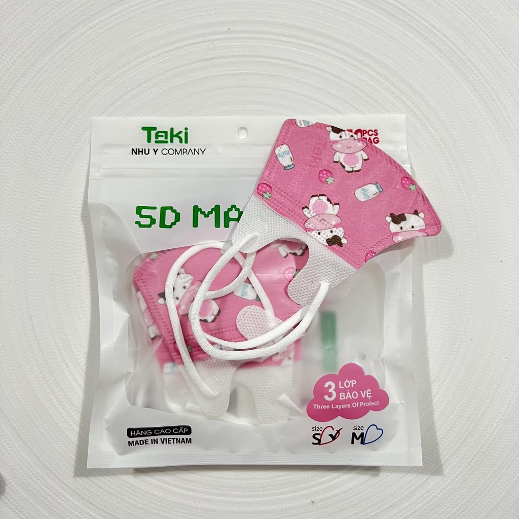 Set 10 cái Khẩu trang 5D Taki size 0-4 tuổi [ mã 5D ]