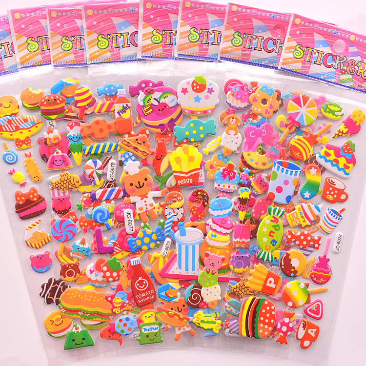 Set 5 tấm nhãn dán Sticker 3D dễ thương hoạt hình ngộ nghĩnh cho bé trang trí album ảnh, nhật kí, đồ vật