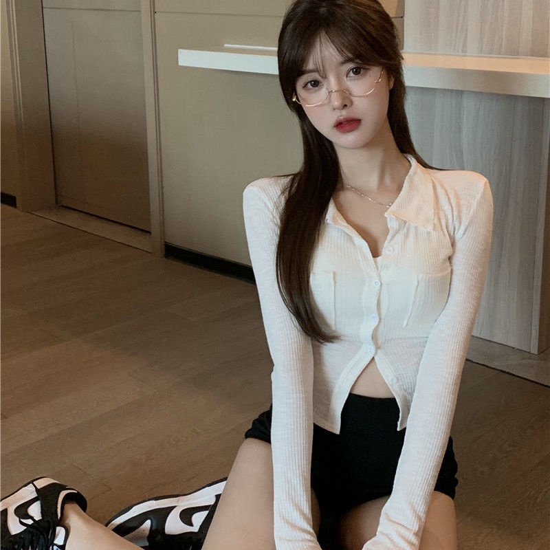 Áo COZOKC dệt kim tay dài dáng ôm chống nắng thời trang cho nữ