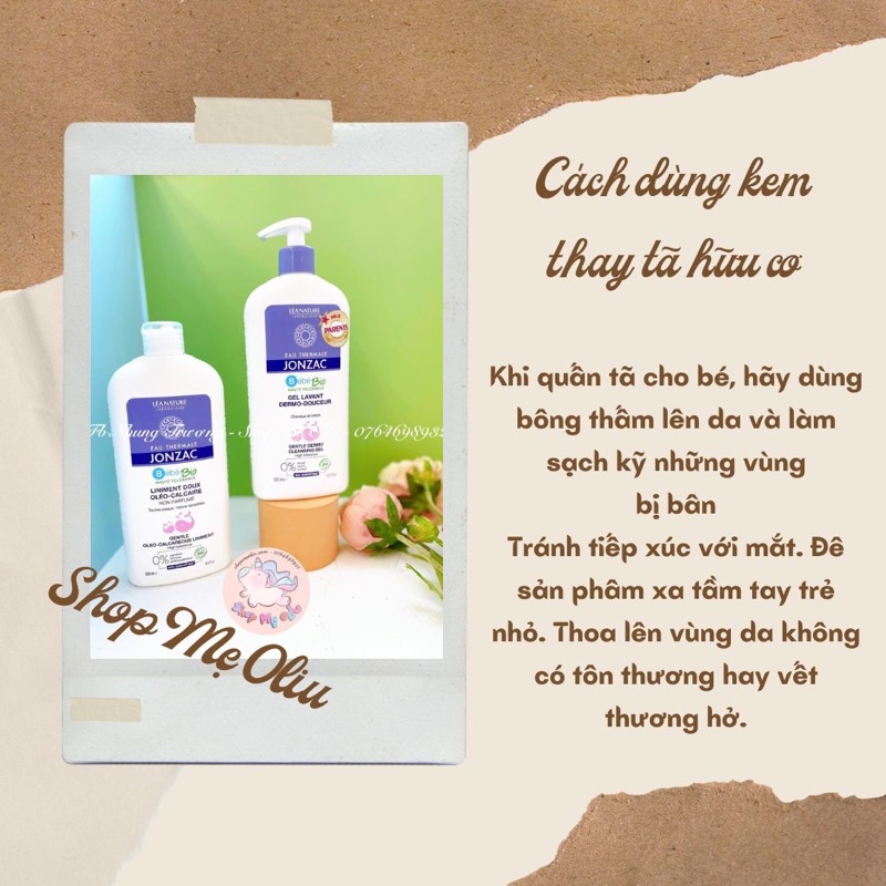 Kem thay tã hữu cơ Jonzac chống hăm, khô vùng kín, mông Eau Thermale Jonzac cho bé