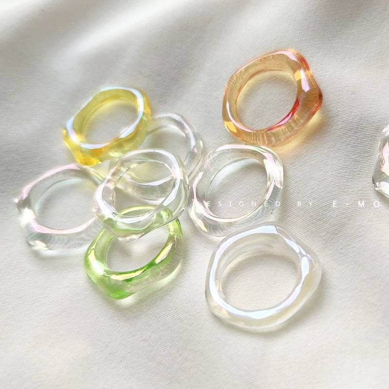 Nhẫn acrylic trong suốt hình hoa phong cách Hàn Quốc thời trang đơn giản cho nữ