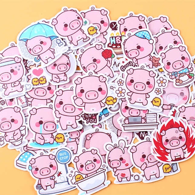 Sticker hình lợn xinh 30 cái ép lụa