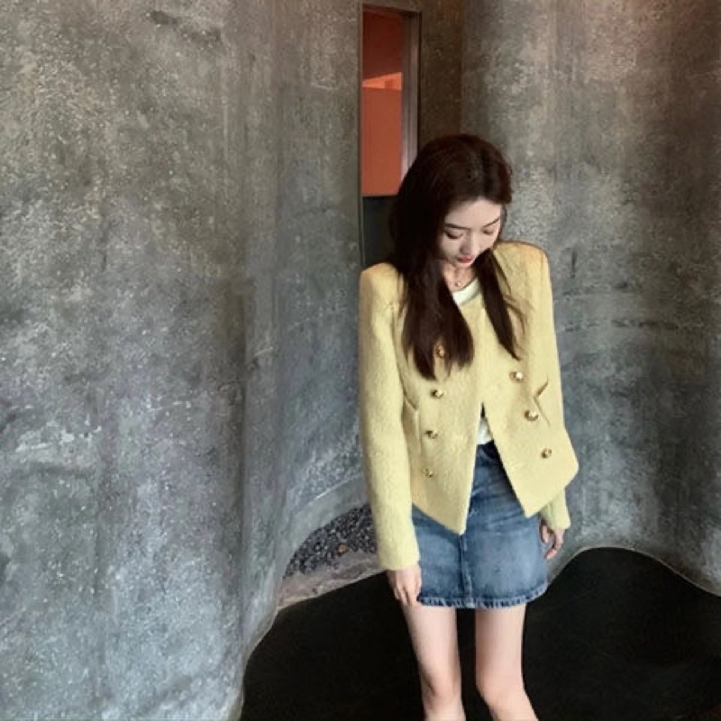 Áo dạ tweet Lisa phong cách Hàn Quốc