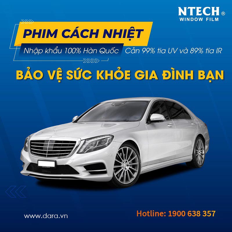 Phim cách nhiệt Ntech BLU65 nhập khẩu Hàn Quốc khổ 1m x 0,92m, dùng cho ô tô và nhà kính, bảo hành chính hãng 10 năm