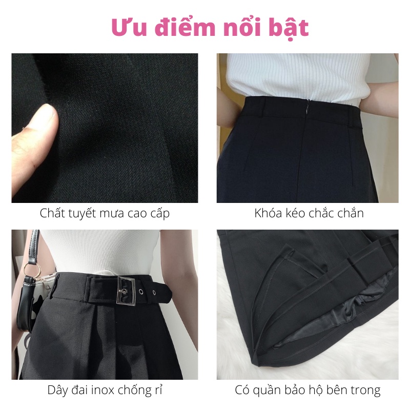 Chân váy tennis xếp ly chữ A dáng ngắn phối đai cá tính sang trọng vô cùng tôn dáng Mely's Fashion CV08