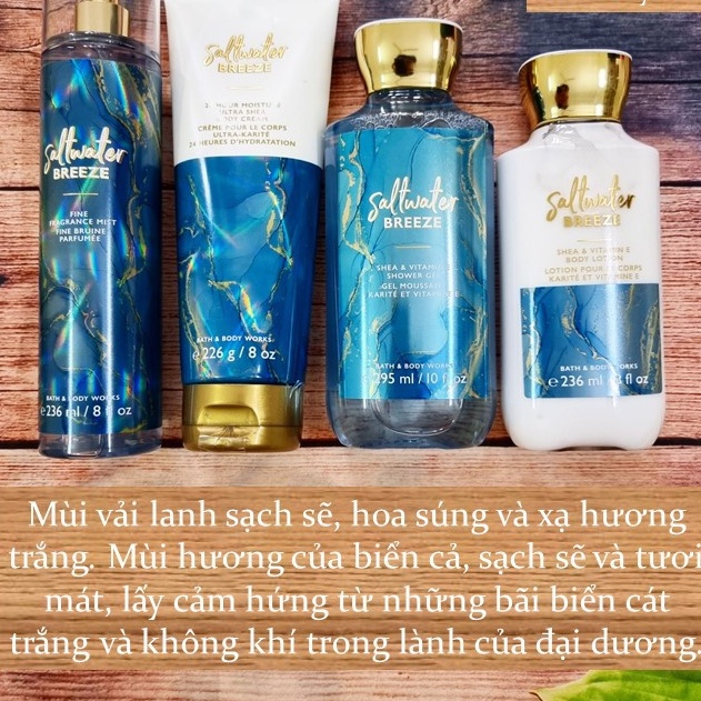 👑 L&G 💄 Chính Hãng Salt Water Breeze Xịt Toàn Thân Bath&Body Works 30ml/50ml/100ml + FullSeal