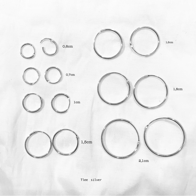 Khuyên tai bạc tròn trơn nhiều size có chốt Tlee bạc nguyên chất | BigBuy360 - bigbuy360.vn