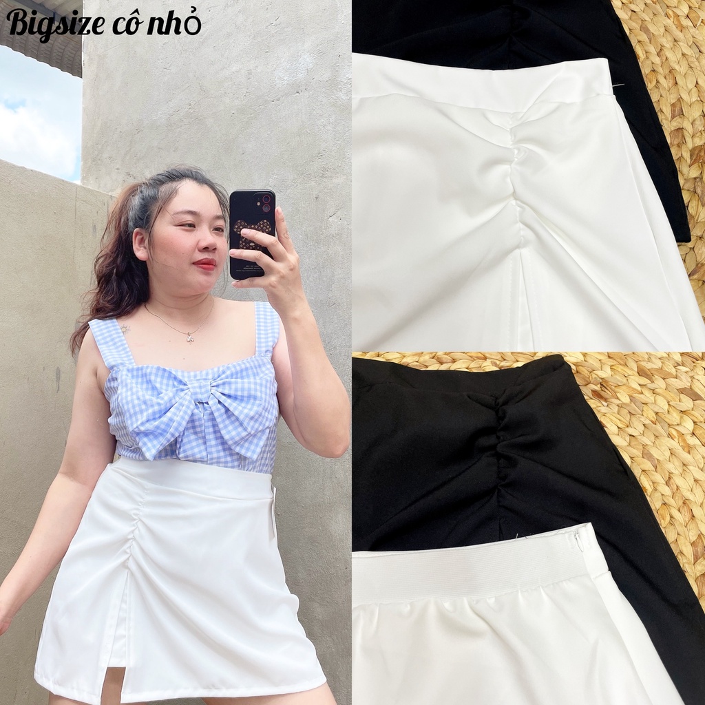 Chân Váy A Bigsize Nhún Một Bên Chất Vải Đẹp Lên Phom Dễ Thương Vải Cotton Lạnh Mềm Mịn  CVN